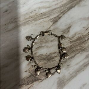 Vintage Silver Heart Charm Bracelet